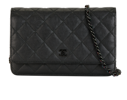 So Black Wallet On Chain, &pound;2,200, Handbags, Black, Lambskin Leather, Front view
